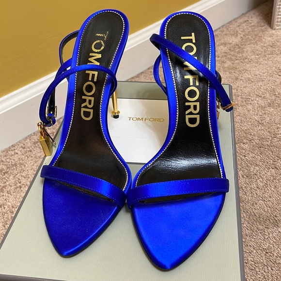 Tom Ford Padlock Sandal Electric Blue Sz 40.5 - Picture 1 of 10